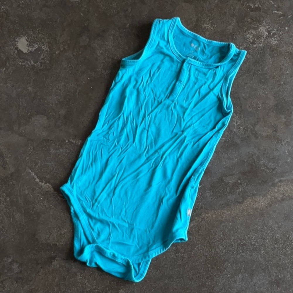 Kyte Bamboo Sleeveless Bodysuit in Lagoon 3T